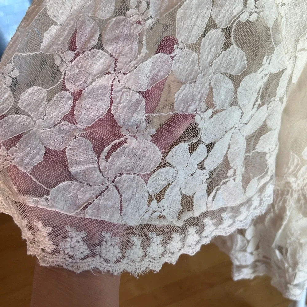 Endless Designs Lace Blouse Cotton Nylon XL Ivory Excellent Boho Cottagecore - Picture 3 of 10